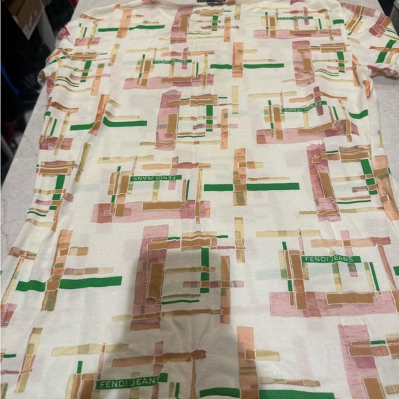 Fendi Jeans cotton blouse with a geometric pattern size M-L made in Italy EUC - Picture 7 of 10